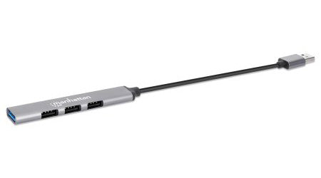 Manhattan 168427 nodo concentrador USB 3.2 Gen 1 (3.1 Gen 1) Type-A 5000 Mbit/s Gris