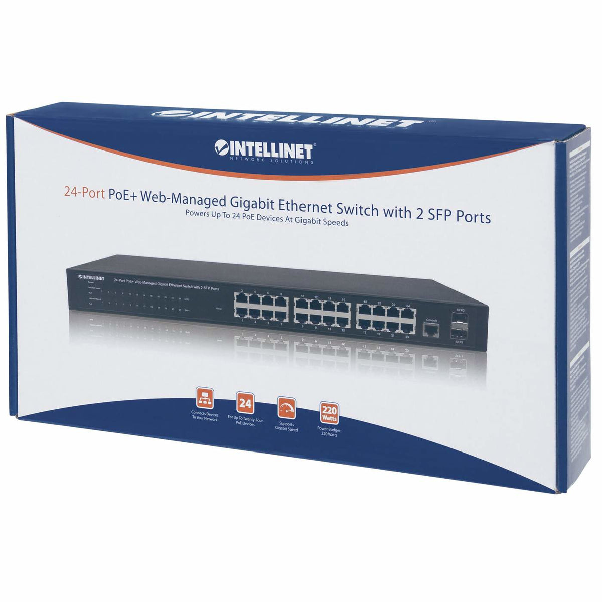 Intellinet 560559 dispositivo de redes Gestionado Gigabit Ethernet (10/100/1000) Energía sobre Ethernet (PoE) Negro