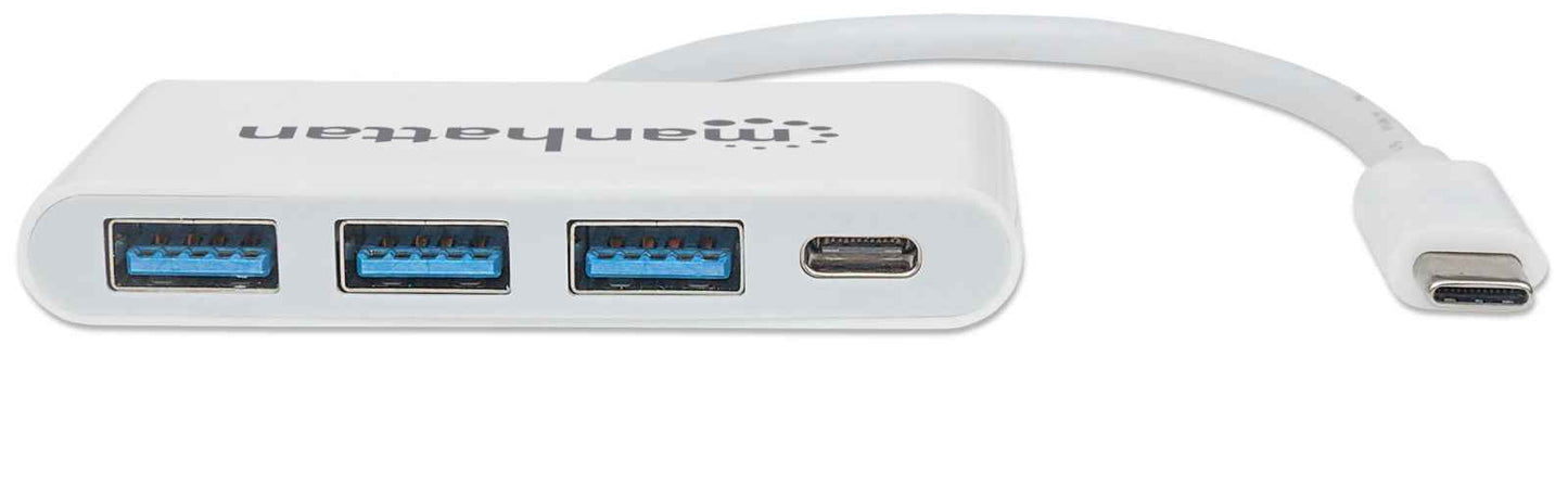 Manhattan 163552 nodo concentrador USB 3.2 Gen 1 (3.1 Gen 1) Type-C 5000 Mbit/s Blanco