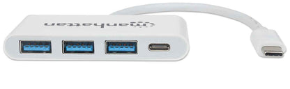 Manhattan 163552 nodo concentrador USB 3.2 Gen 1 (3.1 Gen 1) Type-C 5000 Mbit/s Blanco
