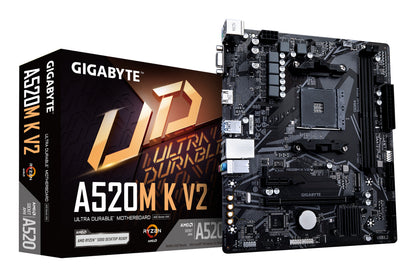 Tarjeta Madre Gigabyte UD A520M K V2 2xDDR4 64GB 5100Mhz HDMI D-Sub PCIe 3.0 M.2 S AM4 Ryzen mATX