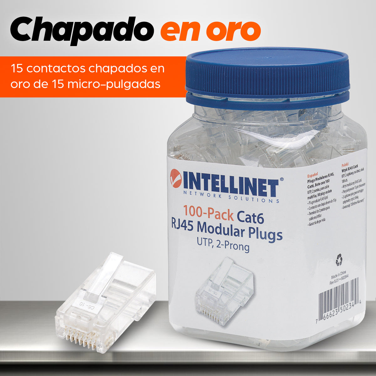 Intellinet 502344 conector RJ-45 Transparente