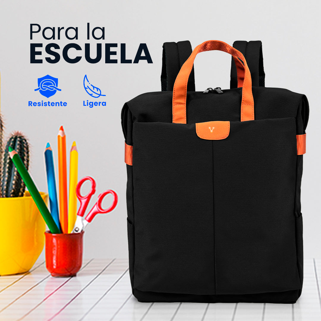 MOCHILA VORAGO BP-301 VINTAGE DOBLE USO LAPTOP 15.6 NEGRA