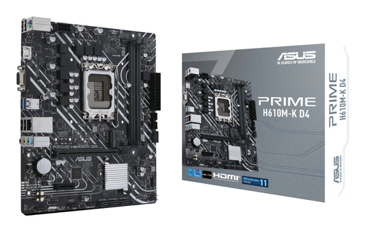 Tarjeta Madre Asus PRIME H610M-K D4 2xDDR4 64GB 3200Mhz PCIe 4.0 M.2 1xHDMI 1xD-Sub S 1700 12th 13th Gen mATX