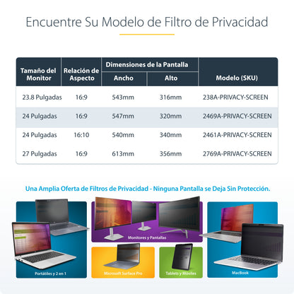 StarTech.com 2469A-PRIVACY-SCREEN filtro para monitor 61 cm (24") Filtro de privacidad para pantallas sin marco
