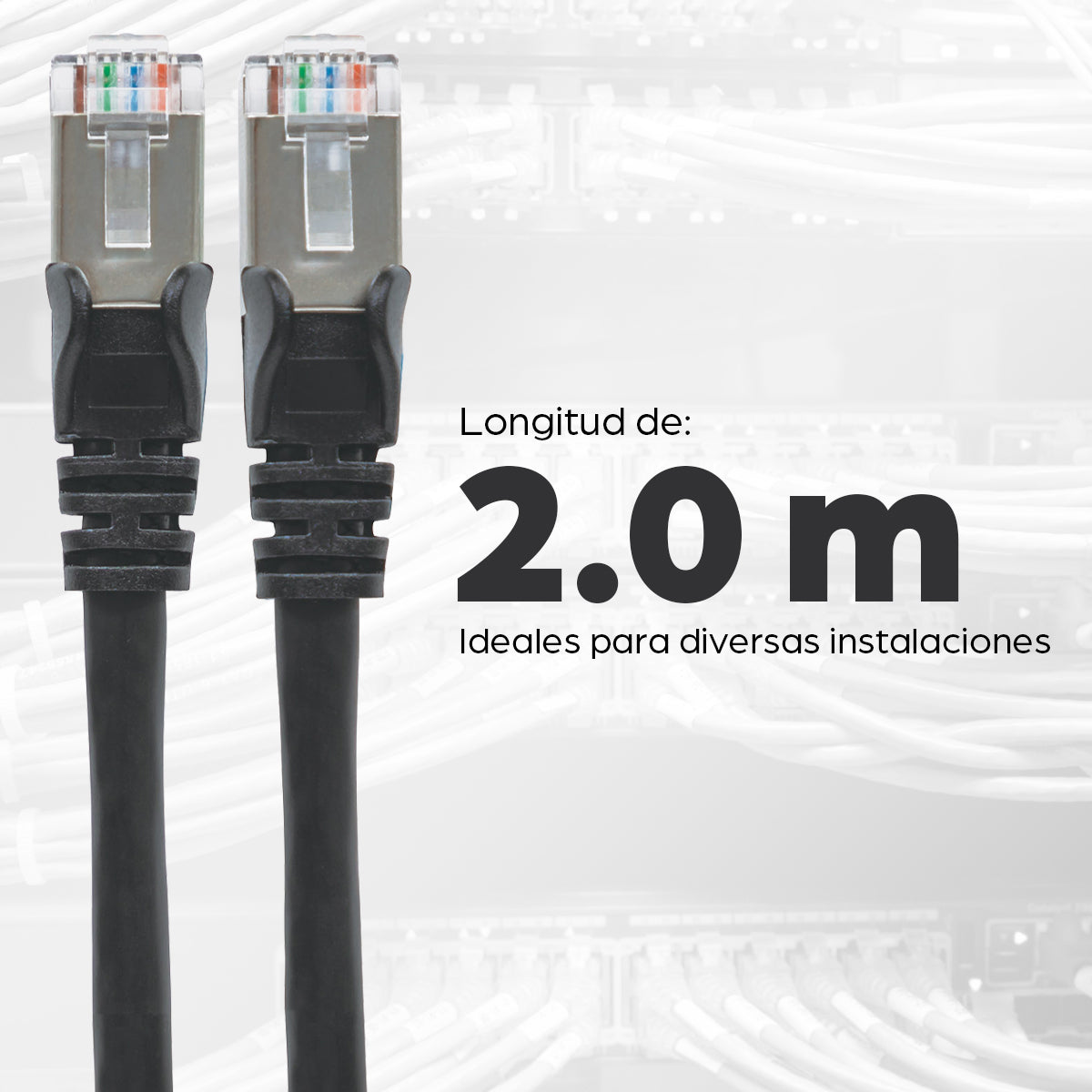 Cable Intellinet Red Cat6a S/FTP RJ45 50 Micras 2.1m Color Negro