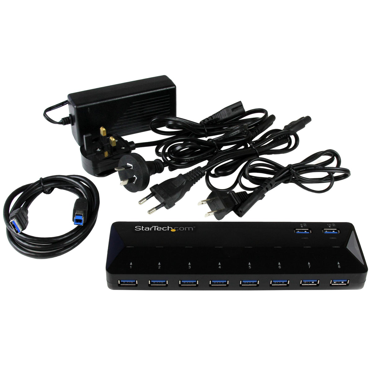 StarTech.com ST103008U2C nodo concentrador USB 3.2 Gen 1 (3.1 Gen 1) Type-B 5000 Mbit/s Negro