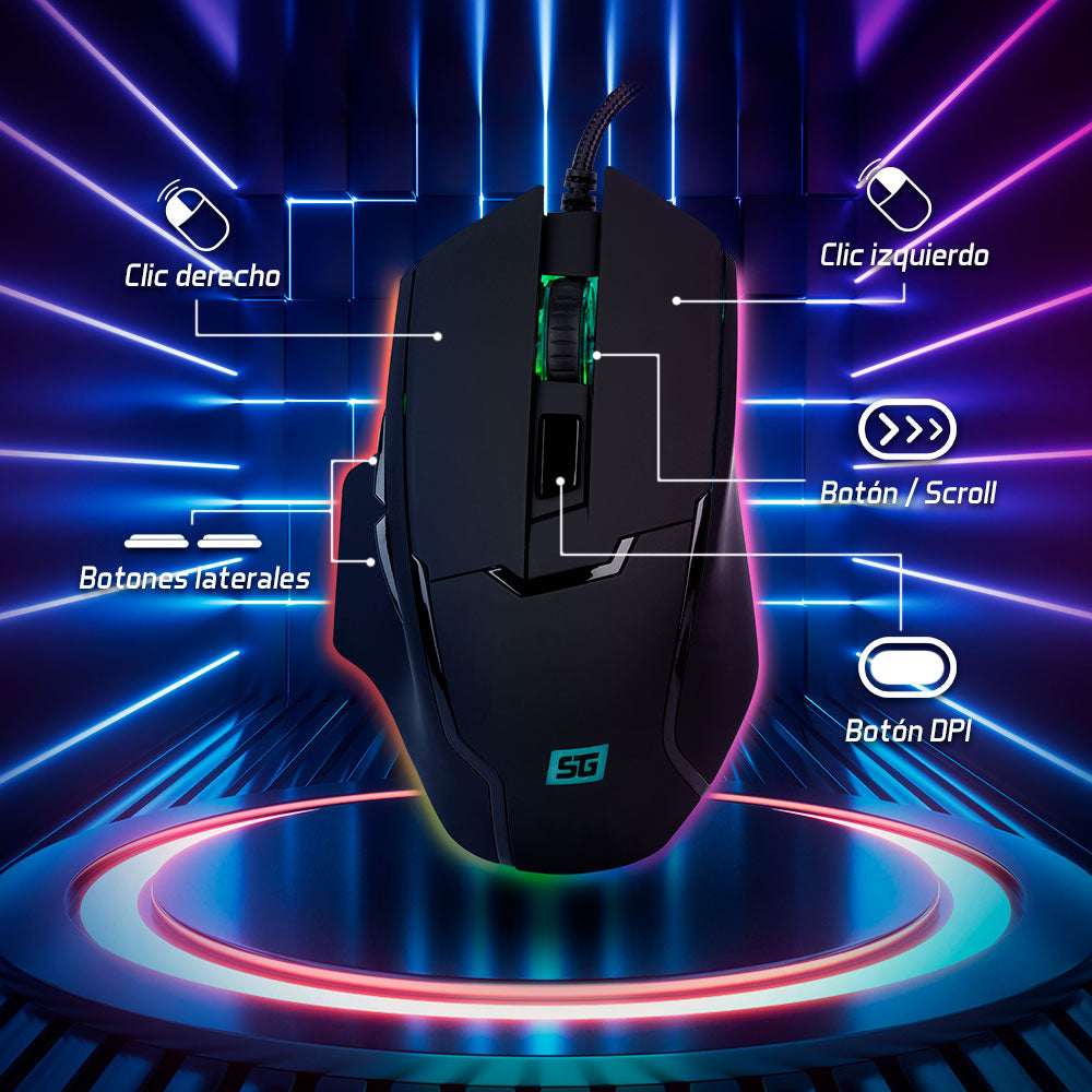 Vorago MO-504 ratón Juego Diestro USB tipo A Óptico 6400 DPI