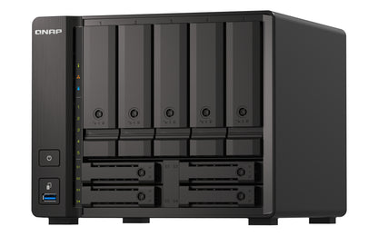 QNAP TS-h973AX NAS Tower Ryzen Embedded V1500B 8 GB DDR4 0 TB QuTS hero Negro
