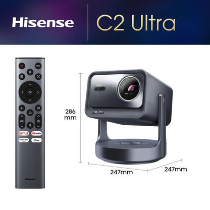 Mini Proyector Hisense 4K Laser C2 Ultra- 65-300 Pure Triple Color Dolby Visión Atmos 3000 ANSI Lúmenes de Brillo