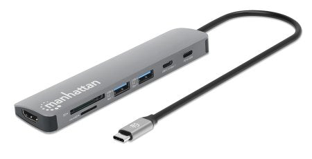Docking USB-C Manhattan 7 puertos HDMI 2xUSB-A USB-C Datos PD Lector