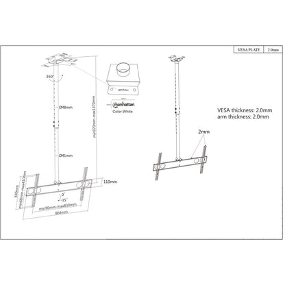 Manhattan 423625 soporte para TV 177.8 cm (70") Negro