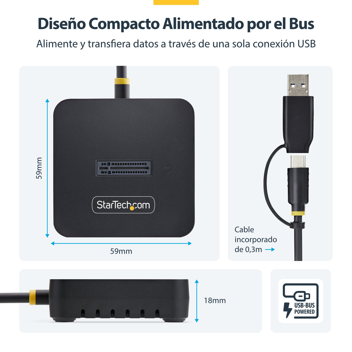 StarTech.com 1USB3-NVME-DOCK base de conexión para disco duro USB 3.2 Gen 2 (3.1 Gen 2) Type-C Negro