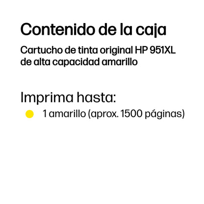 HP 951XL High Yield Yellow Original Ink Cartridge cartucho de tinta 1 pieza(s) Amarillo