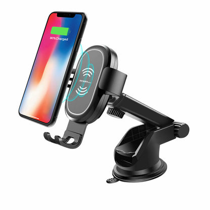 Soporte Argomtech para Celular Cargador Inalámbrico Rápido Brazo Telescópico 15W Rotación 360 Color Negro
