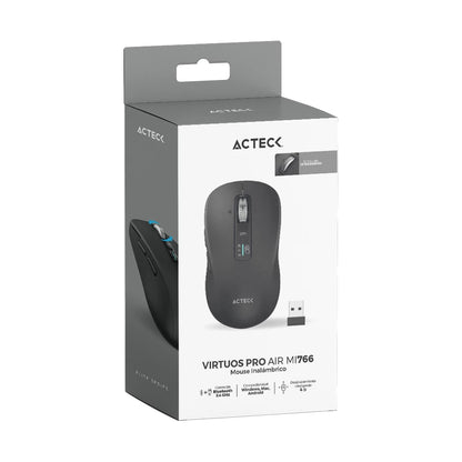 Acteck Virtuos Pro Air MI766 ratón Oficina Diestro RF inalámbrico + bluetooth Óptico 3200 DPI