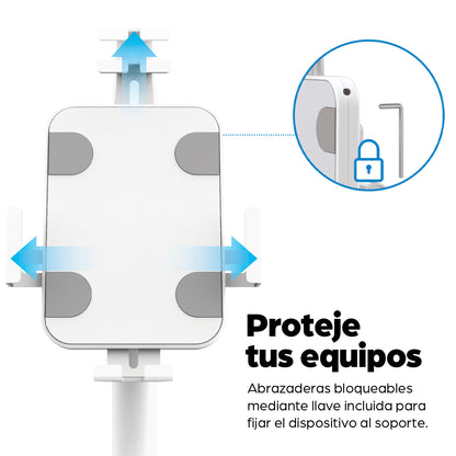 Soporte de Suelo Manhattan Antirrobo para Tablet/iPad 7.9" a 11" Color Blanco