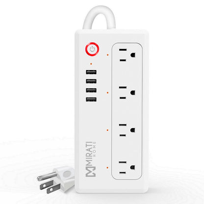 MULTICONTACTO INTELIGENTE MIRATI 4 SOCKETS/4USB/LED INDICADOR/WIFI 2.4 GHZ/100 - 240 V/1800 W/ BLANCO