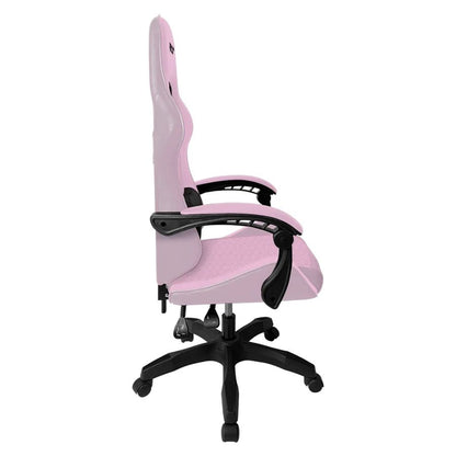 SILLA GAMER BALAM RUSH POWER RUSH V2 / ERGONOMICA / INCLINACION 135 GRADOS / MECANISMO MARIPOSA / MAX 120 KG / PISTON CLASE 3 / REPOSABRAZOZ FIJO / ROSA-NEGRO / BR-944489