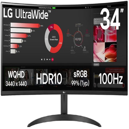 LG 34WR50QK-B monitor de computadora 86.4 cm (34") 3440 x 1440 Pixeles Wide Quad HD Negro