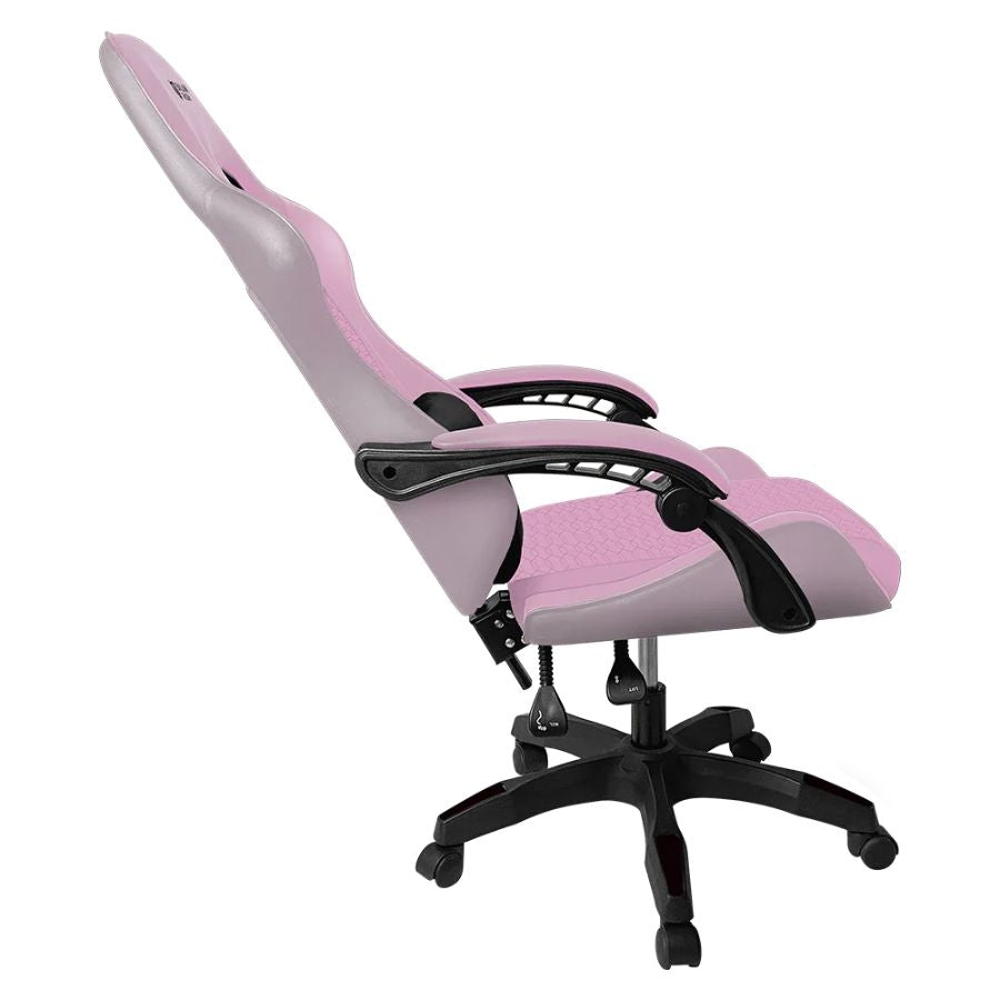 SILLA GAMER BALAM RUSH POWER RUSH V2 / ERGONOMICA / INCLINACION 135 GRADOS / MECANISMO MARIPOSA / MAX 120 KG / PISTON CLASE 3 / REPOSABRAZOZ FIJO / ROSA-NEGRO / BR-944489