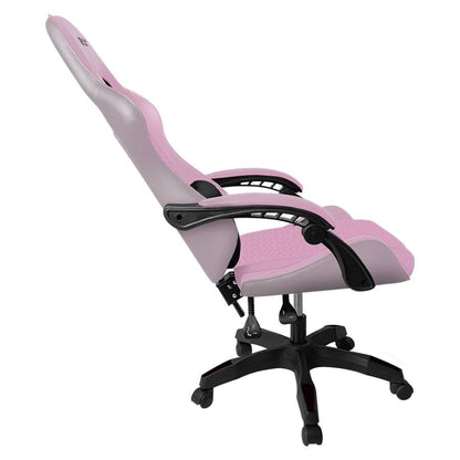 SILLA GAMER BALAM RUSH POWER RUSH V2 / ERGONOMICA / INCLINACION 135 GRADOS / MECANISMO MARIPOSA / MAX 120 KG / PISTON CLASE 3 / REPOSABRAZOZ FIJO / ROSA-NEGRO / BR-944489