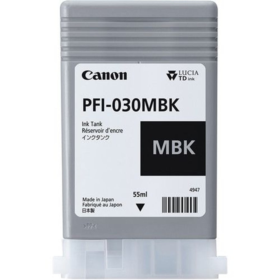 TANQUE DE TINTA CANON PFI-030MBK NEGRO MATE, CAPACIDAD 55 ML, COMPATIBLE TA-20,TA-30