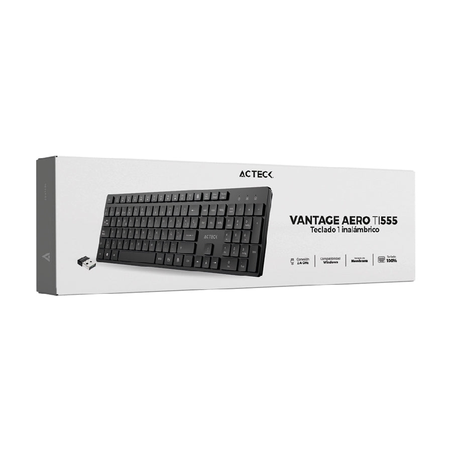 Acteck VANTAGE AERO TI555 teclado Universal RF inalámbrico Español Negro