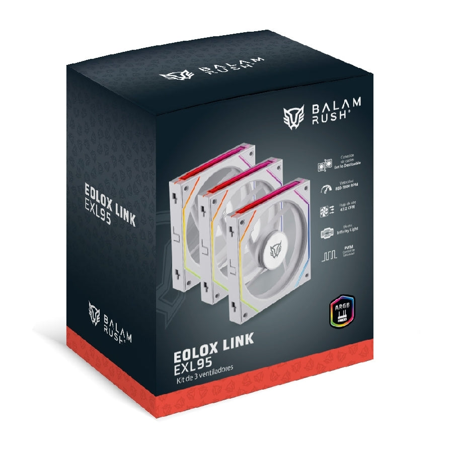 Balam Rush Eolox Link EXL95 Gabinete de la computadora Ventilador 12 cm Blanco