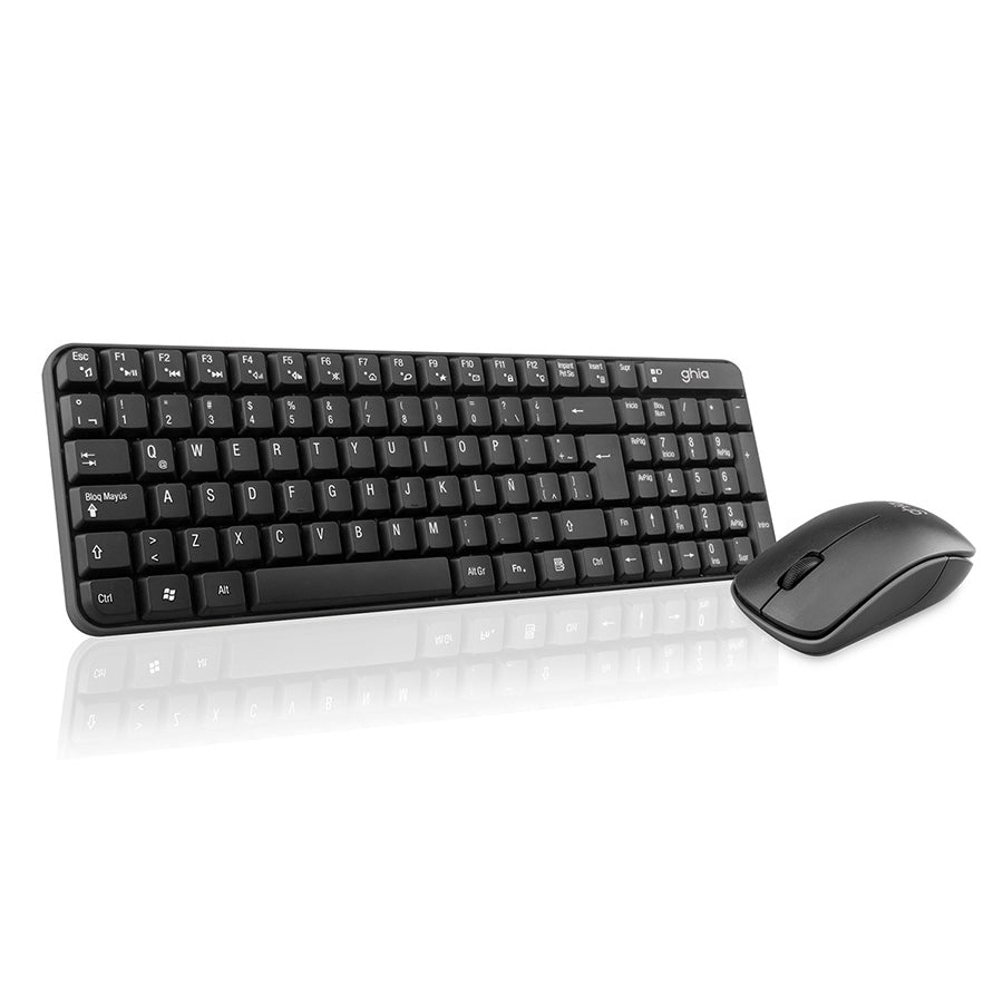 COMBO TECLADO MULTIMEDIA Y MOUSE OPTICO GHIA / GT4000BB / INALAMBRICO / RECEPTOR USB / NEGRO