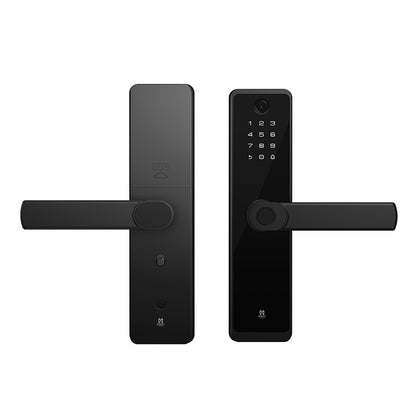 CERRADURA INTELIGENTE CON CáMARA Y TIMBRE, DETECCIóN DE HUELLA DACTILAR, TARJETA RFID, CONECTIVIDAD WIFI, COMBINACIóN NUMéRICA Y LLAVE FíSICA, DE ALEACIóN DE ALUMINIO Y CRISTAL TEMPLADO.