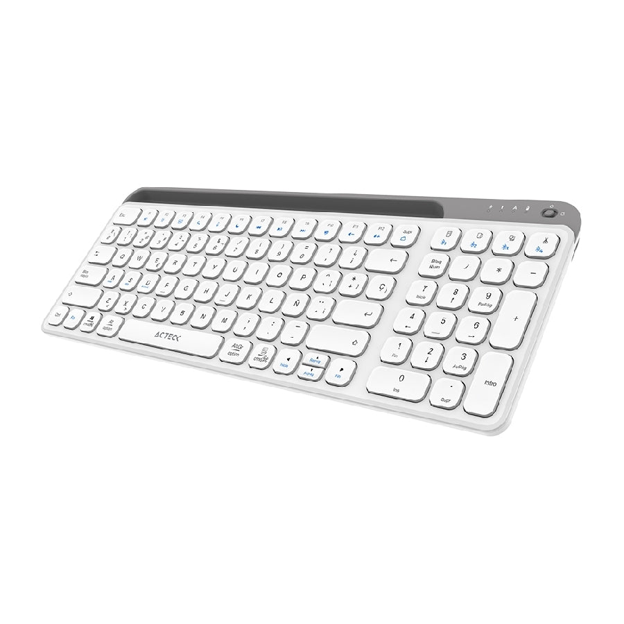 Acteck Inspire Trek TI747 teclado Universal RF inalámbrico + bluetooth QWERTY Español Gris, Blanco