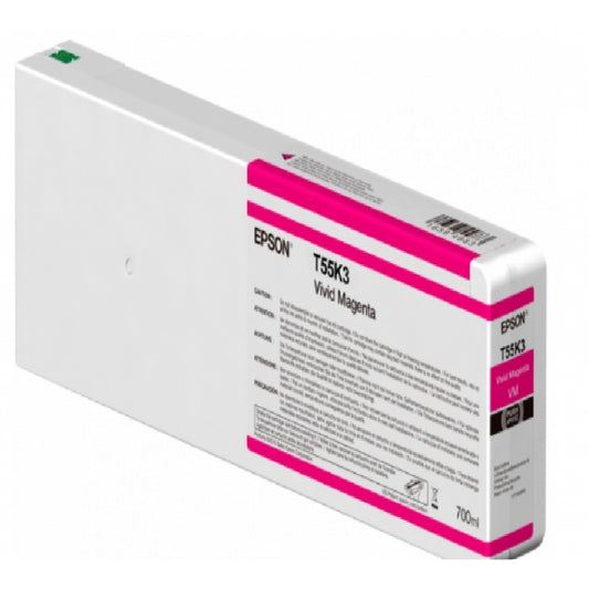 CARTUCHO EPSON MODELO T55K ULTRACHROME HD / HDX MAGENTA VIVO, PARA PLOTTER P6000/ P7000/ P8000/ P9000 700 ML