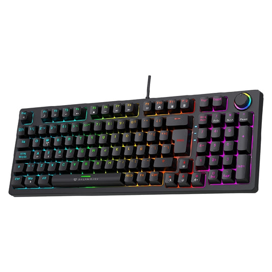 TECLADO GAMER BALAM RUSH DOMINARE X PRO GK777 / ALAMBRICO / USB-A / ESPAÑOL / TECLAS 98 + 1 KNOB / WIN, MAC, ANDROID / MECANICO / 90% QWERTY / RAINBOW LIGTHT / NEGRO / BR-945776