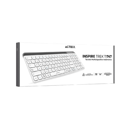 Acteck Inspire Trek TI747 teclado Universal RF inalámbrico + bluetooth QWERTY Español Gris, Blanco