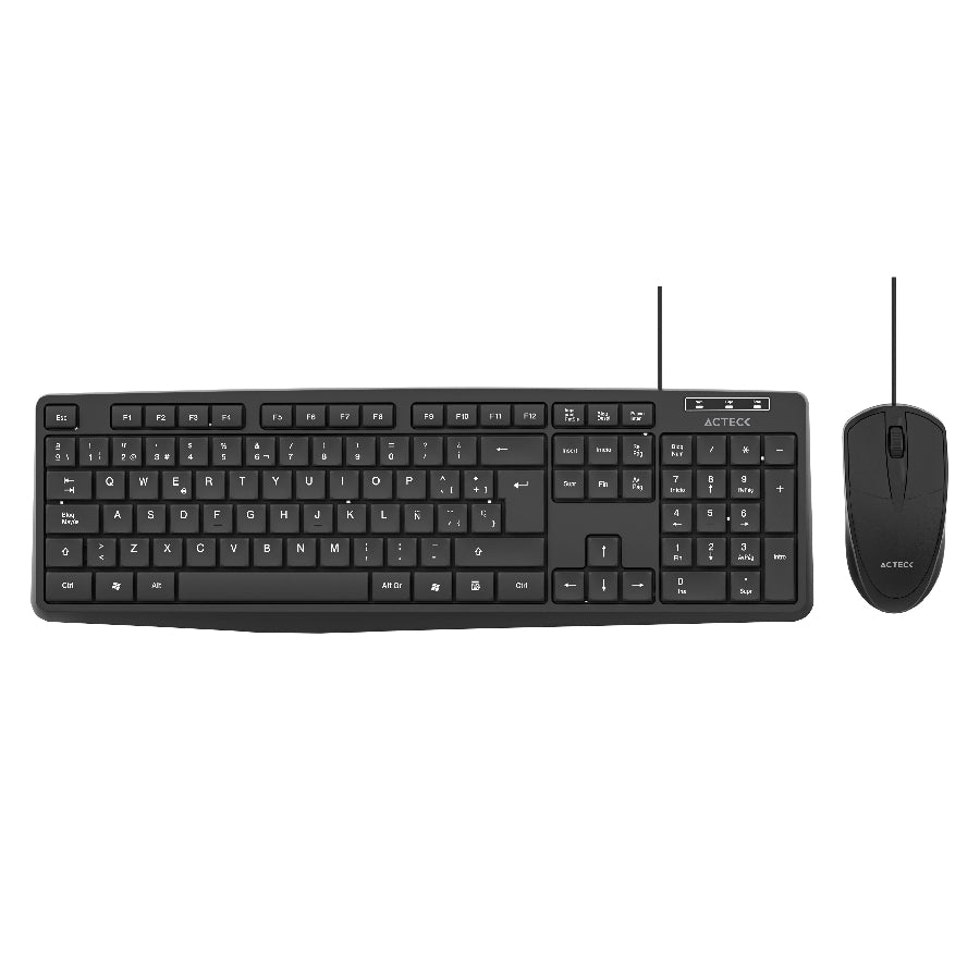 KIT ACTECK CREATOR MK210 / TECLADO Y MOUSE / ALAMBRICO USB / 105 TECLAS / ESPAÑOL / WINDOWS / OPTICO / 2 BOTONES SCROLL / 1000 DPI / NEGRO / AC-928984