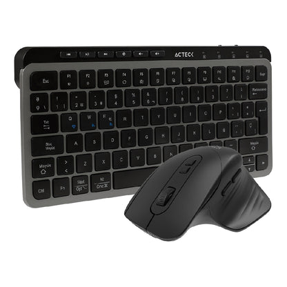 Acteck Creator Krea MK750 teclado Ratón incluido Universal RF inalámbrico + bluetooth QWERTY Español Negro, Gris