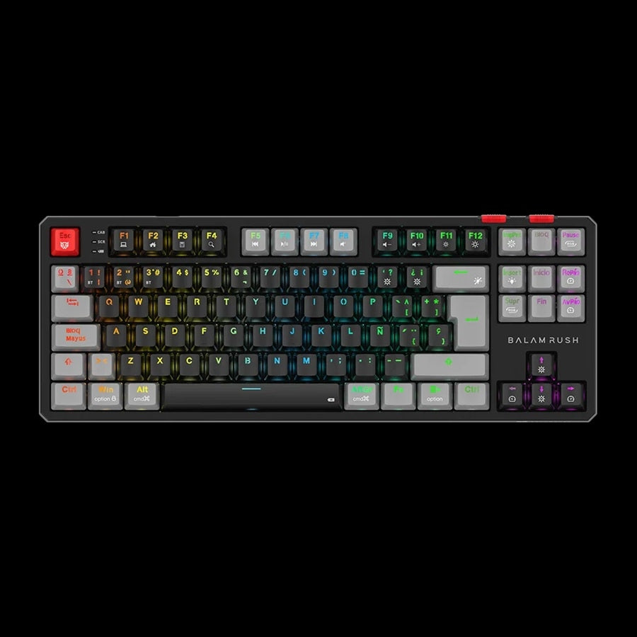 Balam Rush BR-940672 teclado Juego RF inalámbrico + bluetooth QZERTY Español Negro, Gris