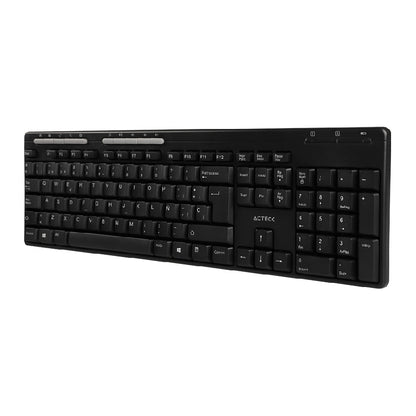 Acteck TM100 teclado Hogar RF inalámbrica + USB QWERTY Negro