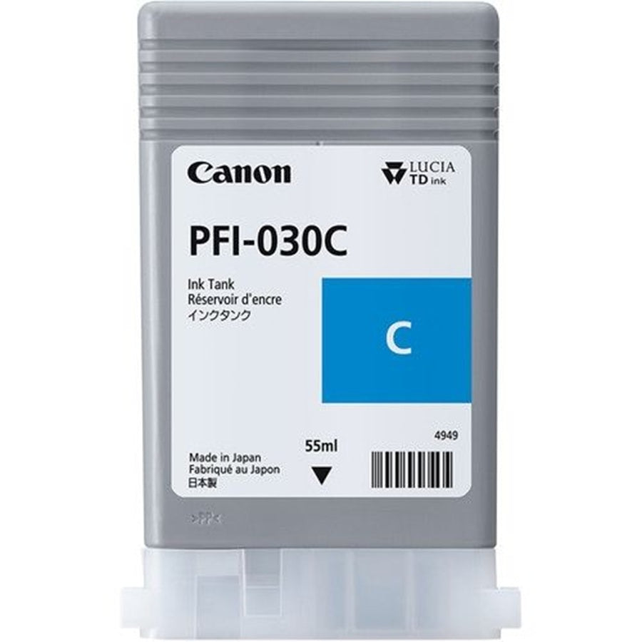 TANQUE DE TINTA CANON PFI-030C CYAN, CAPACIDAD 55 ML, COMPATIBLE TA-20,TA-30