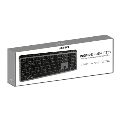 Acteck Inspire Krea TI755 teclado Hogar / Oficina RF inalámbrico + bluetooth QWERTY Español Negro, Gris