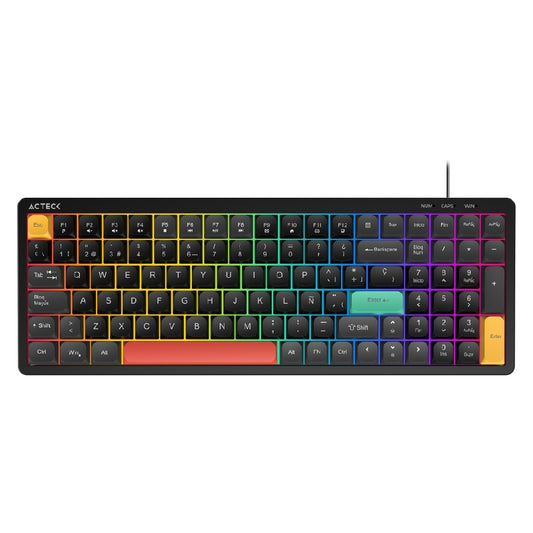 TECLADO ACTECK TECHNO CORE TA780 / ALAMBRICO / USB-C / ESPAÑOL / 101 TECLAS / WIN, MAC, ANDROID / MEMBRANA / 98% QWERTY / RGB / NEGRO / AC-945882