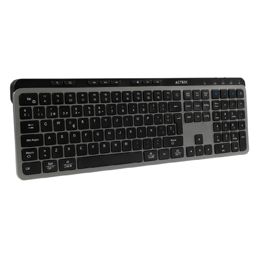 Acteck Inspire Krea TI755 teclado Hogar / Oficina RF inalámbrico + bluetooth QWERTY Español Negro, Gris
