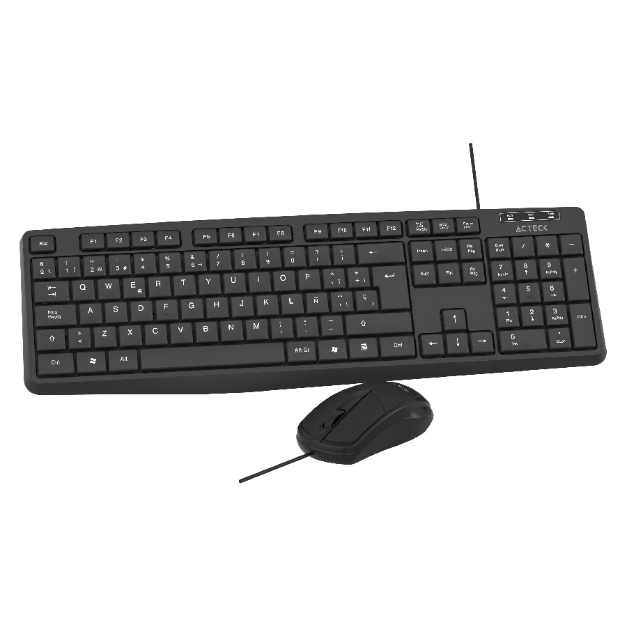 KIT ACTECK CREATOR MK210 / TECLADO Y MOUSE / ALAMBRICO USB / 105 TECLAS / ESPAÑOL / WINDOWS / OPTICO / 2 BOTONES SCROLL / 1000 DPI / NEGRO / AC-928984