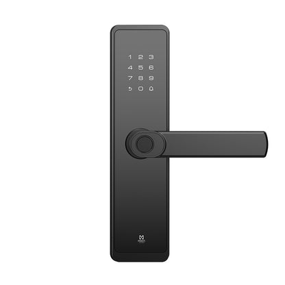 CERRADURA INTELIGENTE CON DETECCIóN DE HUELLA DACTILAR, TARJETA RFID, CONECTIVIDAD WIFI, COMBINACIóN NUMéRICA Y LLAVE FíSICA, DE ALEACIóN DE ALUMINIO Y CRISTAL TEMPLADO.