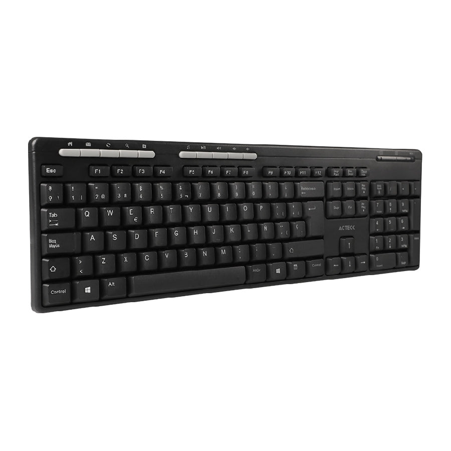 Acteck TM100 teclado Hogar RF inalámbrica + USB QWERTY Negro