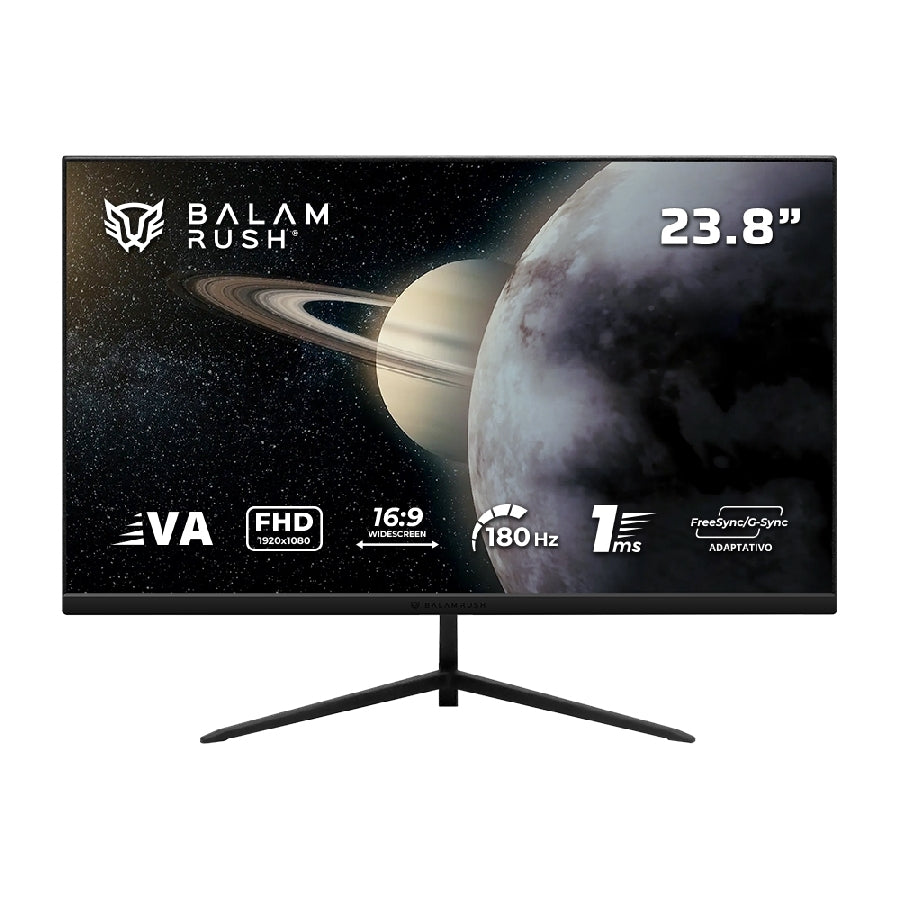 MONITOR GAMER BALAM RUSH TITAN MTG24Y / 23.8 PUL / PLANO / 180 HZ / FHD / 1 MS / HDMI DP TIPO C AUDIO DC / FREESYNC/G-SYNC / NEGRO / BR-943055