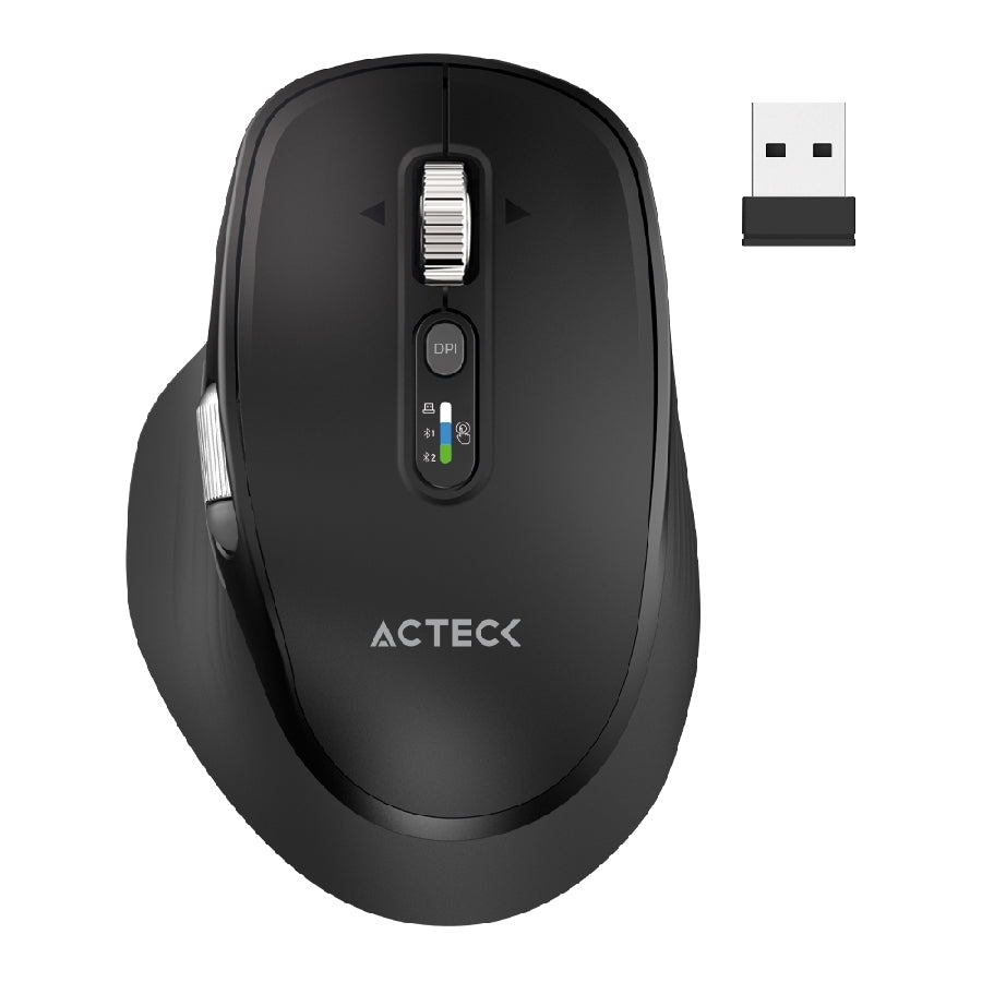 Acteck Virtuos Pro Ultra MI777 ratón Universal Diestro RF Wireless + Bluetooth + USB Type-C Óptico 4800 DPI
