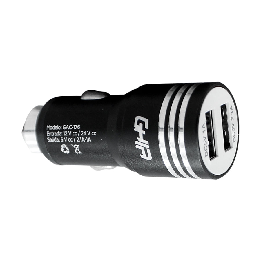Ghia GAC-176 cargador de dispositivo móvil Universal Negro USB Auto