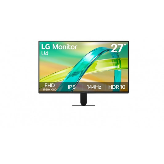 MONITOR PC LG 27U411B-B FHD 27 PULG,PANEL IPS,144HZ,RESOL 1920X1080,ASP 16:9,BRILLO 250CD/M2,TR 1MS MBR 5MS(GTG AT FASTER),CONTR 1500:1,HDR10,AMD FREESYNC,D-SUB,HDMI,VESA 100X100